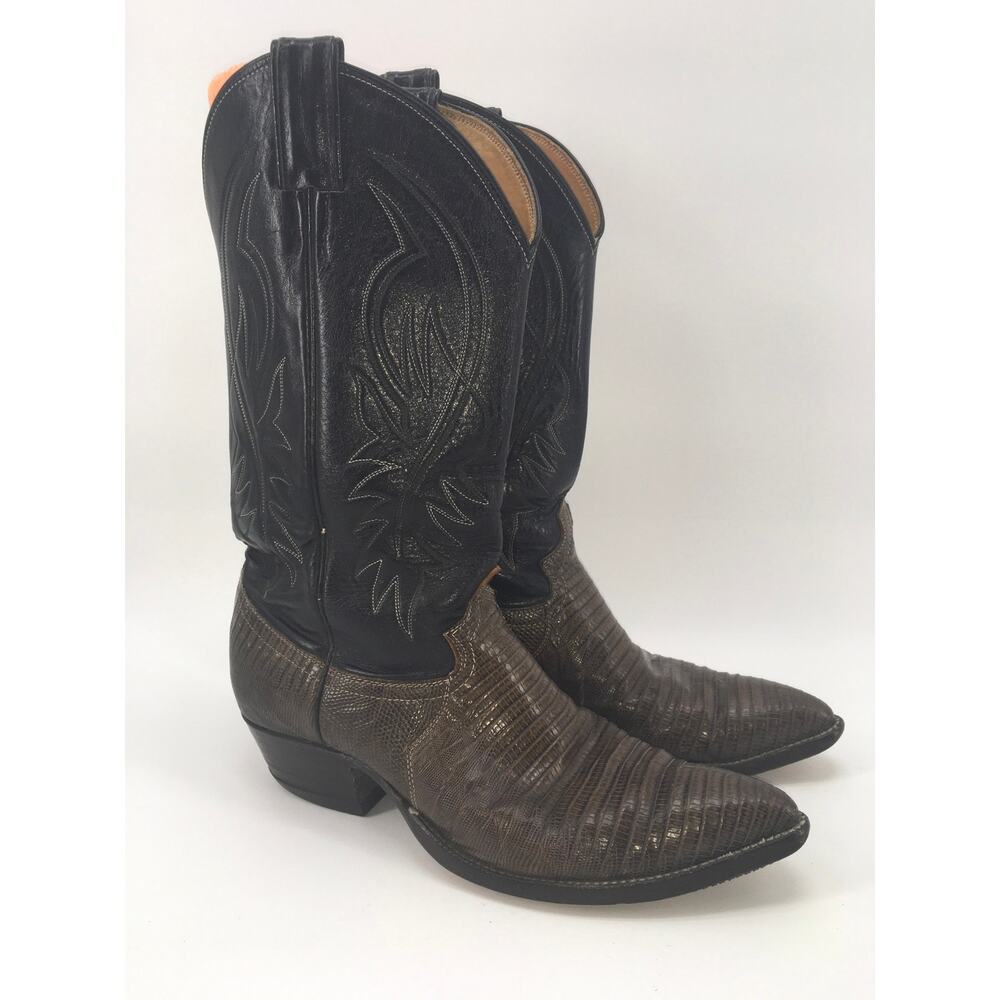 Vintage Justin Teju Lizard Leather Exotic Cowboy Boot Mens 9D 2867 Western READ